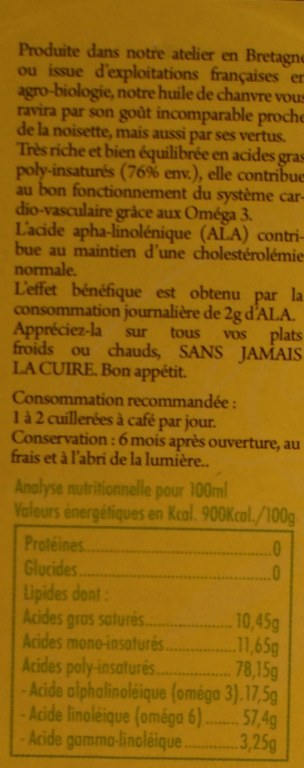 HUILE DE CHANVRE 250ml